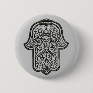 Henna Hand of Hamsa (Original) 6 Cm Round Badge
