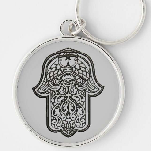 Henna Hand of Hamsa (Original) Key Ring (Front)