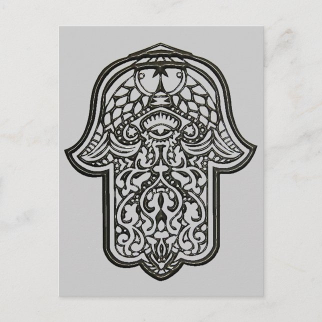 Henna Hand of Hamsa (Original) Postcard (Front)