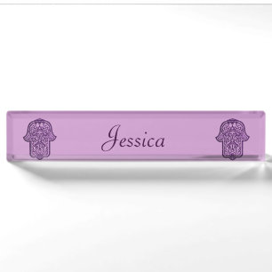 Henna Hand of Hamsa (Purple) Nameplate
