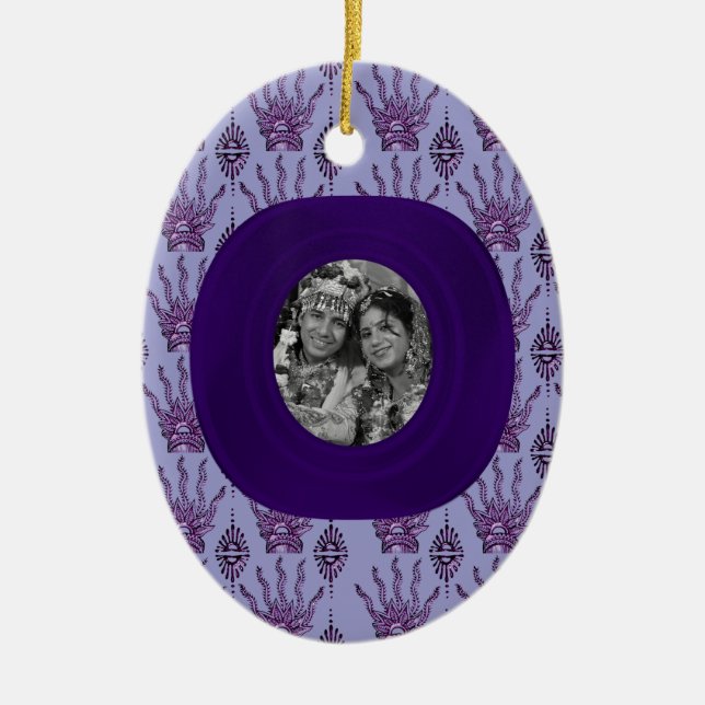 Henna Hand (Purple) (Wedding) Ceramic Tree Decoration (Front)