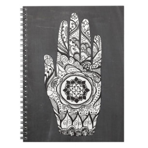 Henna Hand Tattoo With Lotus Flower Spiral Notebook