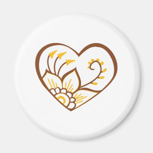 Henna Heart Yellow Magnet