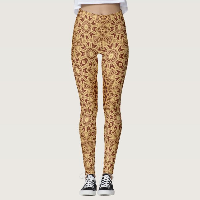 Henna & Lace Yoga Gym Exercise Leggings (Front)