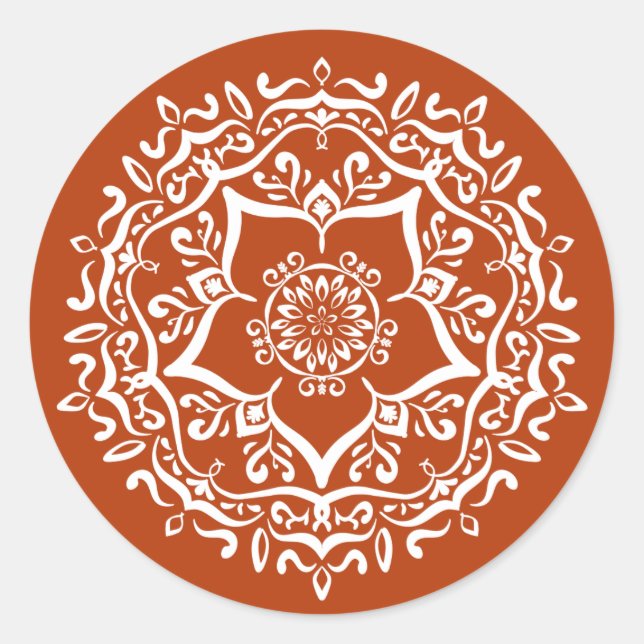 Henna Mandala Classic Round Sticker (Front)