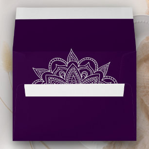 Henna Mandala Purple Indian Wedding Envelope