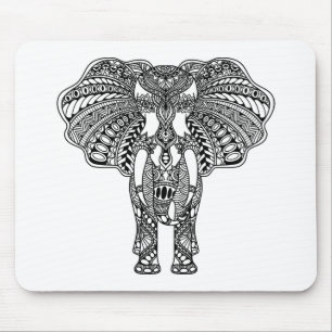 Henna Mehndi Decorated Indian Elephant Mouse Pad