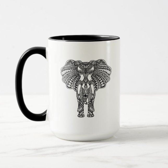 Henna Mehndi Decorated Indian Elephant Mug (Left)