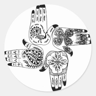 Henna Mehndi Hands Indian Designs Painted Wedding Classic Round Sticker