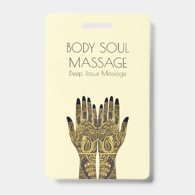 Henna Mehndi Hands Massage Business ID Badge (Front)