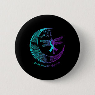 Henna Moon Dragonfly Suicide Prevention Awareness  6 Cm Round Badge