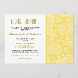 Henna Paisley Engagement Party Invitation (lemon)