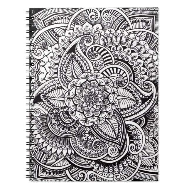 Henna Style (black on white) Notebook (Front)