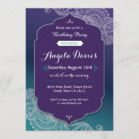 Henna Style Jewel Birthday Party Invite Arabian 40