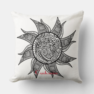 Henna-style Sun Tattoo Thunder_Cove Cushion