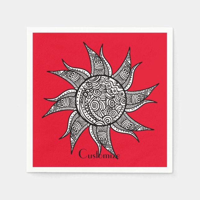Henna-style Sun Tattoo Thunder_Cove Napkin (Front)