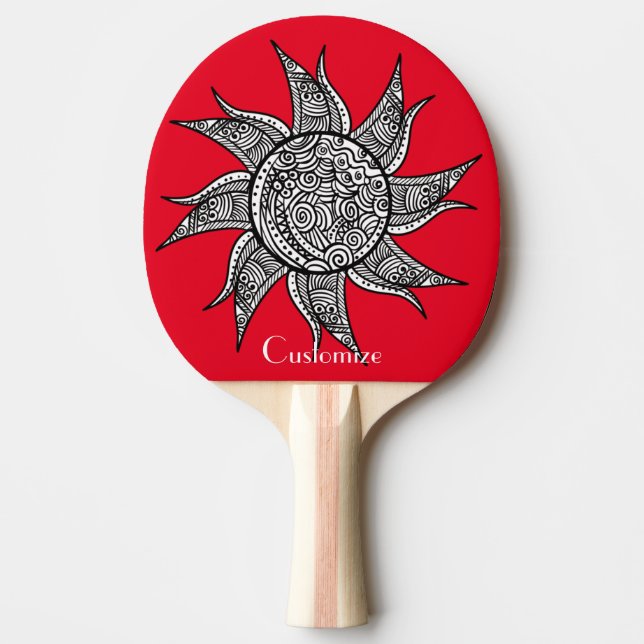 Henna-style Sun Tattoo Thunder_Cove  Ping Pong Paddle (Front)