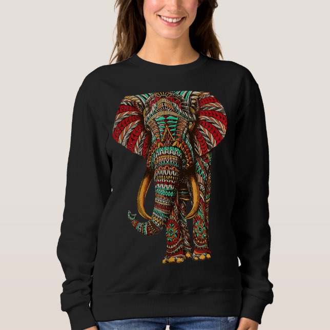 Henna Stylish Artistic Save The Elephants Wildlife Sweatshirt (Front)
