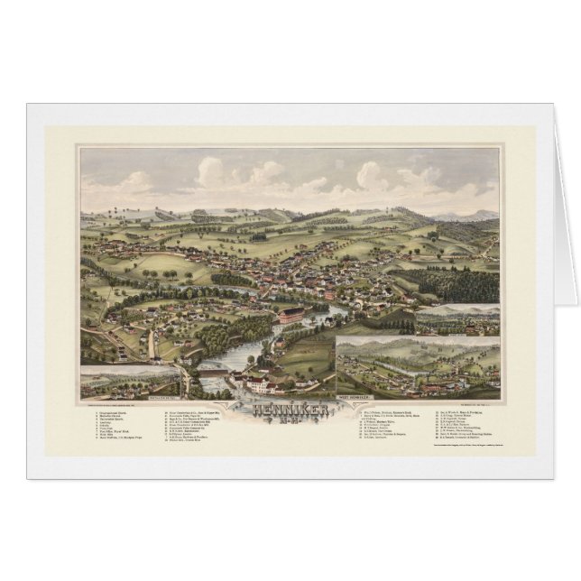Henniker, NH Panoramic Map - 1889 (Front Horizontal)