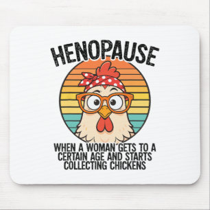 Henopause Funny Chicken Lover Retro Sunset Humour Mouse Pad