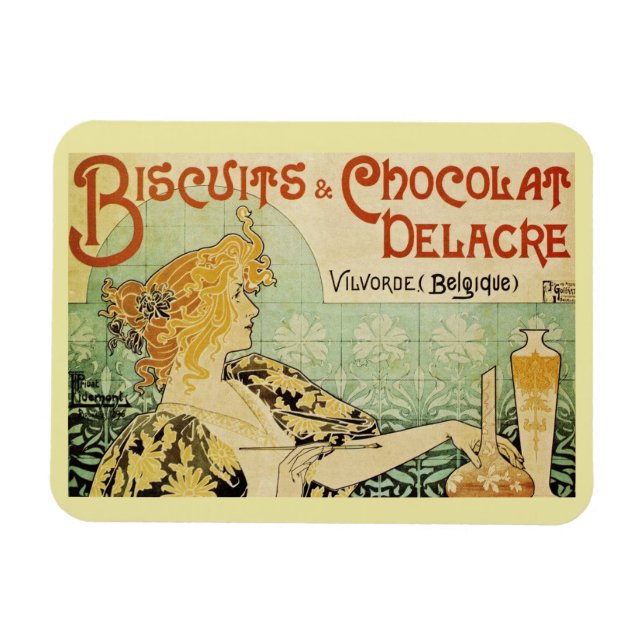 Henr Privat, Biscuits and Chocolate, Vintage  Magnet (Horizontal)