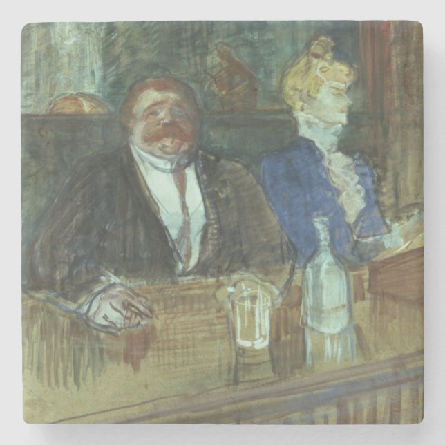 Henri de Toulouse-Lautrec | In the Bar: The Fat Pr Stone Coaster (Front)