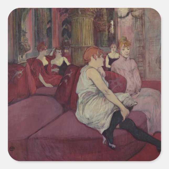 Henri de Toulouse-Lautrec | In the Salon at the Ru Square Sticker (Front)