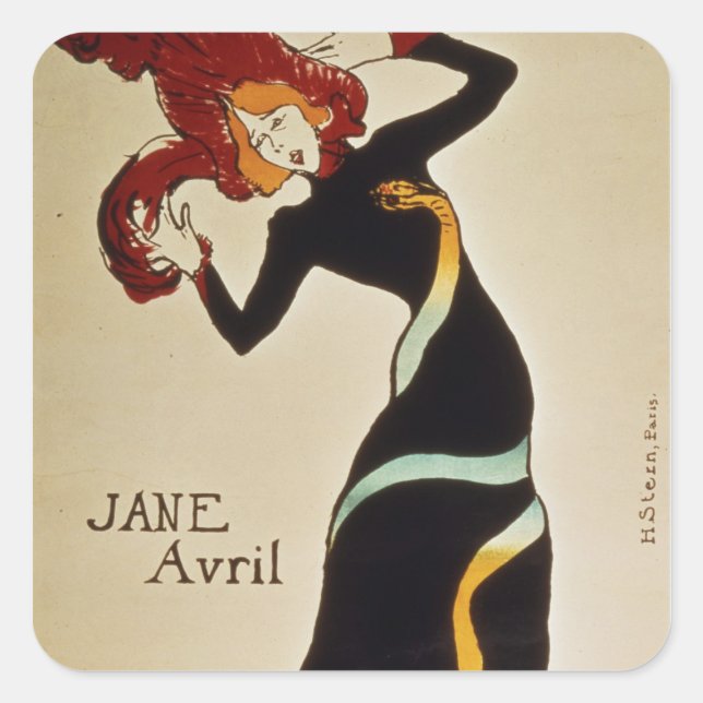 Henri de Toulouse-Lautrec | Jane Avril  1899 Square Sticker (Front)