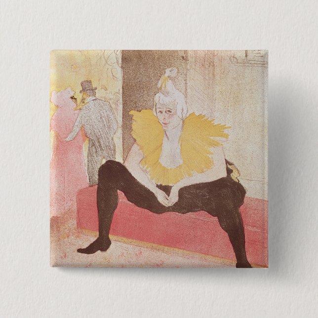Henri de Toulouse-Lautrec | The Clowness Cha-U-Kao 15 Cm Square Badge (Front)