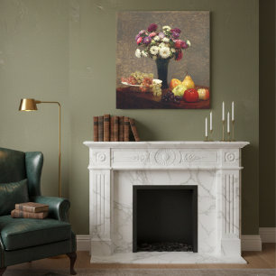 Henri Fantin-Latour Asters and Fruit Still Life Canvas Print