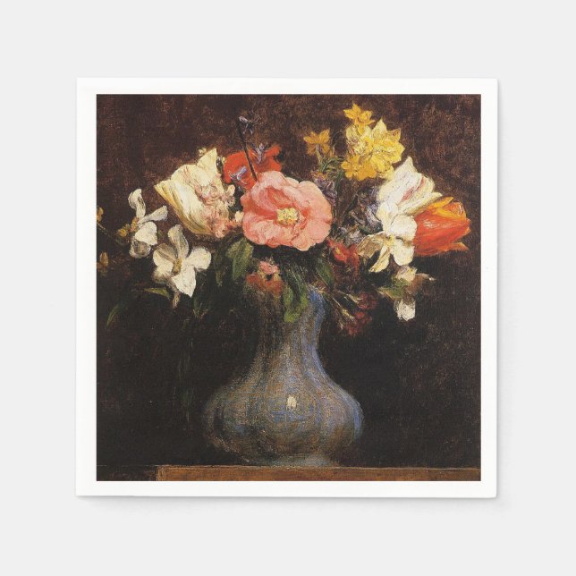 Henri Fantin-Latour, Flowers, Camelias, Tulips Napkin (Front)