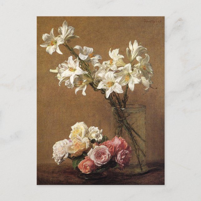 Henri Fantin-Latour Roses and Lilies Postcard (Front)
