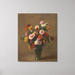 Henri Fantin-Latour Vintage Zinnias Pink Yellow Canvas Print