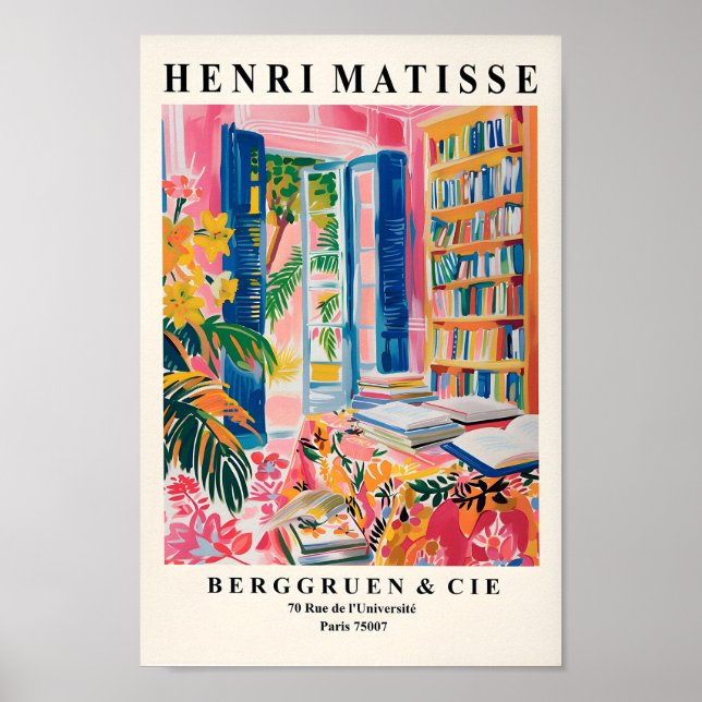 Henri Matisse Library Poster, Bookish Art Print, A Poster (Front)