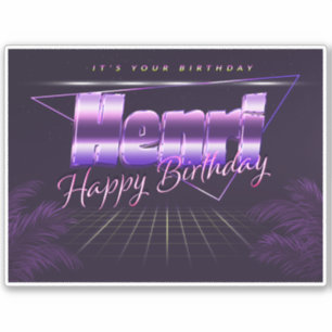 Henri Name Vorname lila retro Sticker Geburtstag