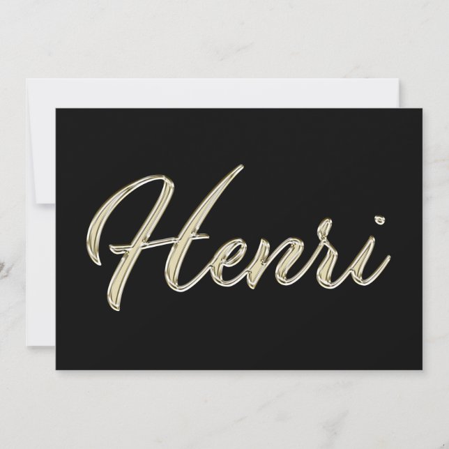 Henri Name white gold Handwriting Card (Front)