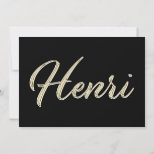 Henri Name white gold Handwriting Card
