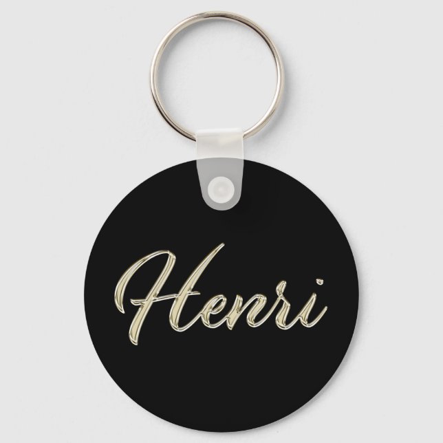 Henri Name whitegold Button Schlüsselanhänger Key Ring (Front)