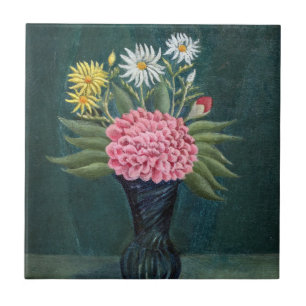 Henri Rousseau - Dahlia and Daisies in a Vase Tile