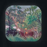 Henri Rousseau - Exotic Landscape Paper Plate<br><div class="desc">Exotic Landscape (Paysage exotique) - Henri Rousseau (aka Douanier Rousseau),  Oil on Canvas,  1910</div>