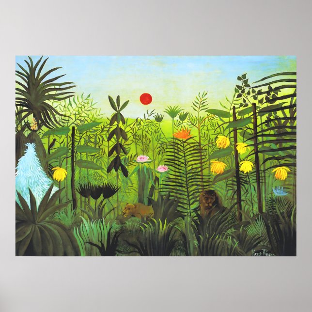 Henri Rousseau - Exotic Landscape with lion Poster (Front)