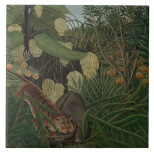 Henri Rousseau - Fight Between a Tiger Tile