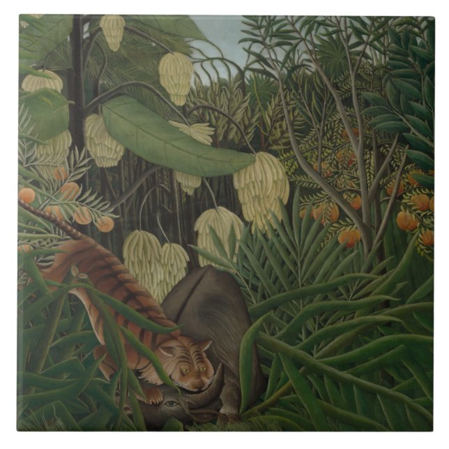 Henri Rousseau - Fight Between a Tiger Tile (Front)