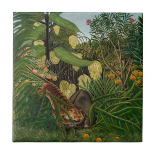Henri Rousseau - Fight between Tiger and Buffalo Tile