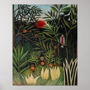 Henri Rousseau - Monkeys & Parrot in Virgin Forest Poster