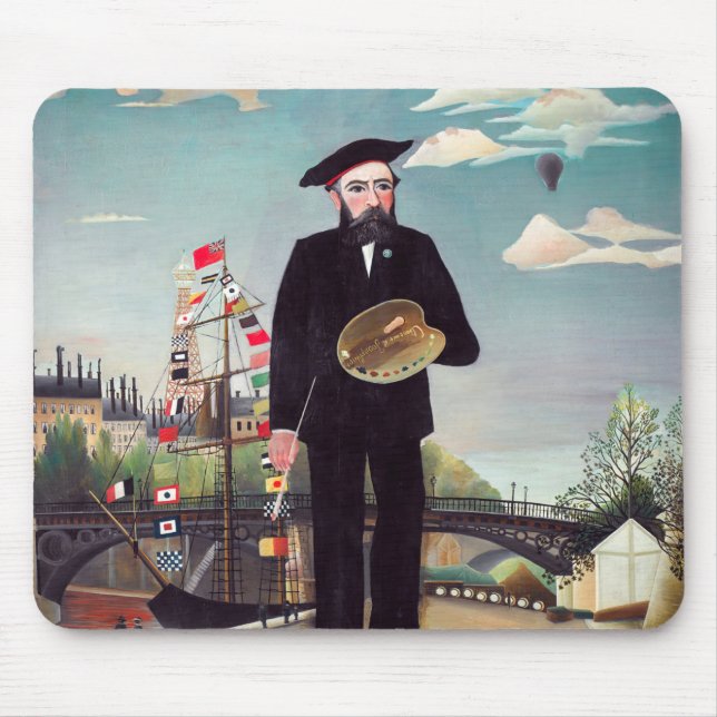 Henri Rousseau - Myself Portrait-Landscape Mouse Pad (Front)
