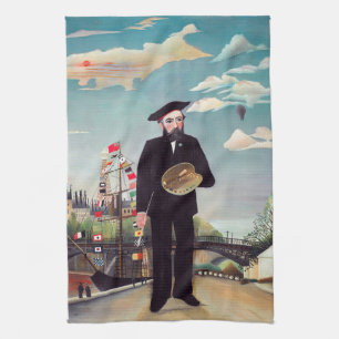 Henri Rousseau - Myself Portrait-Landscape Tea Towel