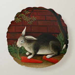 Henri Rousseau - Rabbit. fine art. Round Cushion