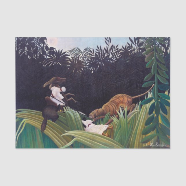 Henri Rousseau - Scouts Attacked by a Tiger Tissue Paper (Front)