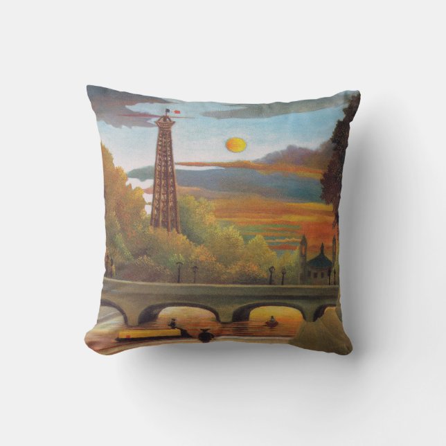 Henri Rousseau - Seine and Eiffel Tower in Sunset Cushion (Front)